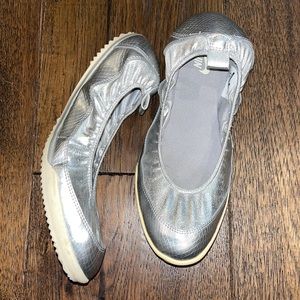 Nike metallic ballet bendable slip on silver sneakers
